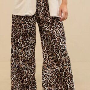 Aerie Off-Duty Satin Piping Trouser PJ Animal Print Size XL